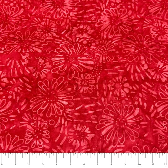Feldman Premium Indonesian Batik Red Tie Dye Daisy Fabric